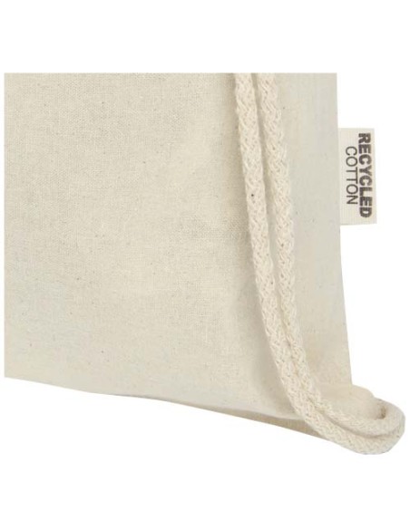 Borsa con cordoncino in cotone riciclato certificato GRS da 140 g/m² Oregon