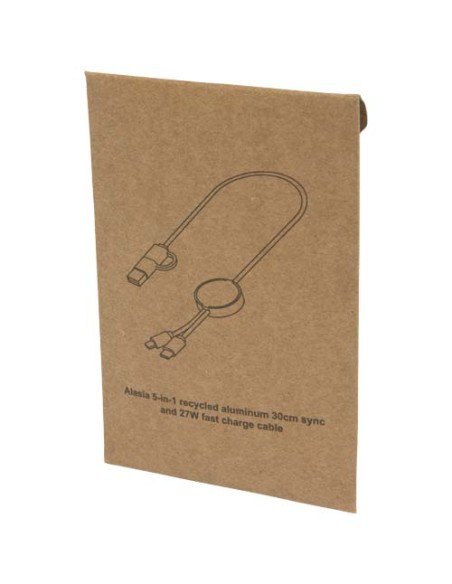 Cavo 5-in-1 in alluminio e plastica riciclata da 30 cm per la sincronizzazione dei dati e la ricarica rapida da 27 W Alasia