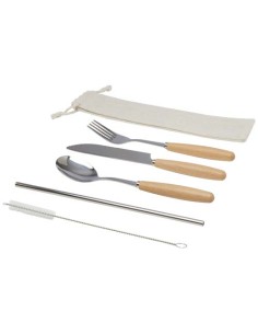 Set di posate da 5 pezzi in acciaio inossidabile e legno di faggio Root 