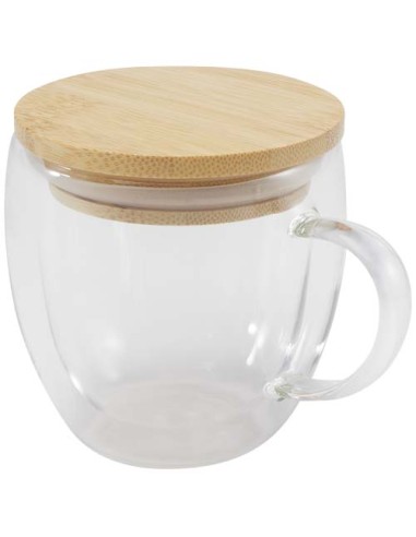 Tazza in vetro da 250 ml con coperchio in bambù Lenora