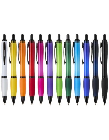 Penna a sfera in plastica riciclata con finiture nere (inchiostro nero) Nash