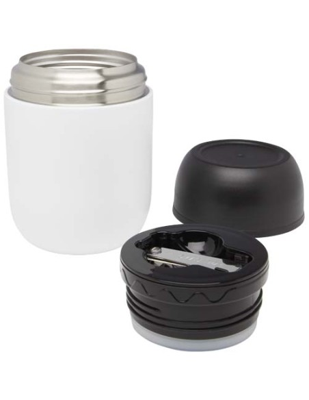 Portavivande in acciaio inossidabile riciclato a doppia parete da 480 ml con cucchiaio pieghevole Supo