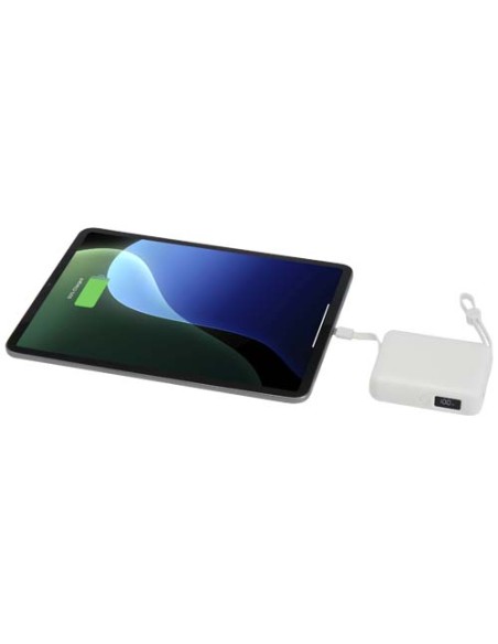 Power bank per tablet da 10.000 mAh e 35 W con cavo Tipo-C integrato in plastica riciclata Acrux