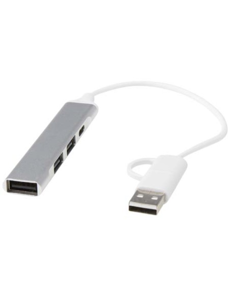 Hub USB-A e Tipo-C a 4 porte in alluminio riciclato con doppio ingresso Alkaid