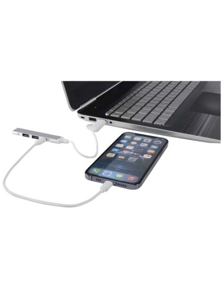Hub USB-A e Tipo-C a 4 porte in alluminio riciclato con doppio ingresso Alkaid