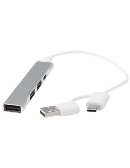 Hub USB-A e Tipo-C a 4 porte in alluminio riciclato con doppio ingresso Alkaid