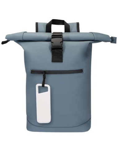 Power bank impermeabile in plastica riciclata da 5.000 mAh e 12 W con moschettone Alkes