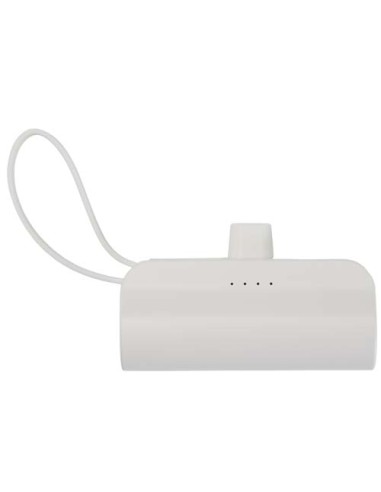 Power bank Tipo-C da 5.000 mAh e 10 W in plastica riciclata con supporto ribaltabile integrato e cavo 2 in 1 Alnair