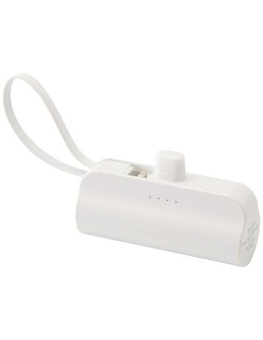 Power bank Tipo-C da 5.000 mAh e 10 W in plastica riciclata con supporto ribaltabile integrato e cavo 2 in 1 Alnair