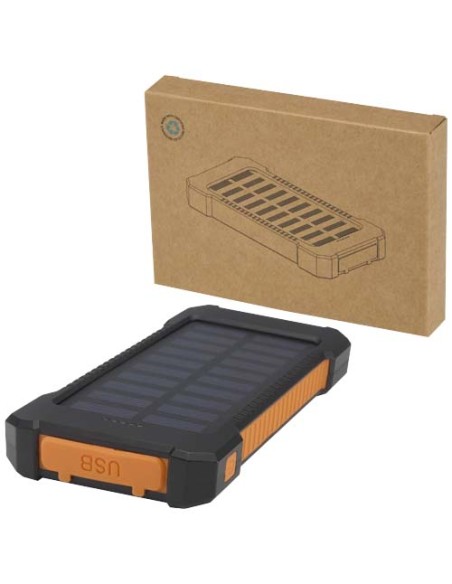 Robusto power bank a energia solare da 5.000 mAh e 10 W in plastica riciclata con torcia incorporata Altair