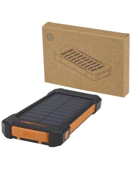 Robusto power bank a energia solare da 5.000 mAh e 10 W in plastica riciclata con torcia incorporata Altair
