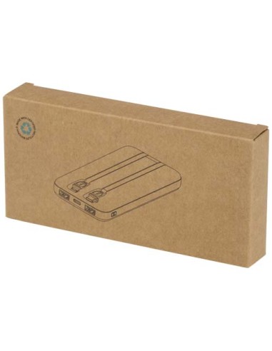 Power bank da 10.000 mAh e 10 W in plastica riciclata con 2 cavi integrati Adhil