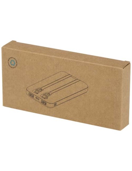 Power bank da 10.000 mAh e 10 W in plastica riciclata con 2 cavi integrati Adhil