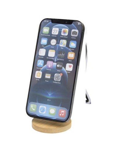 Supporto magnetico per telefono pieghevole in plastica riciclata con dettagli in bambù Alcor
