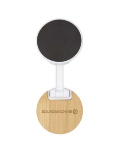 Supporto magnetico per telefono pieghevole in plastica riciclata con dettagli in bambù Alcor