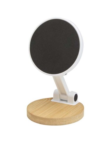 Supporto magnetico per telefono pieghevole in plastica riciclata con dettagli in bambù Alcor