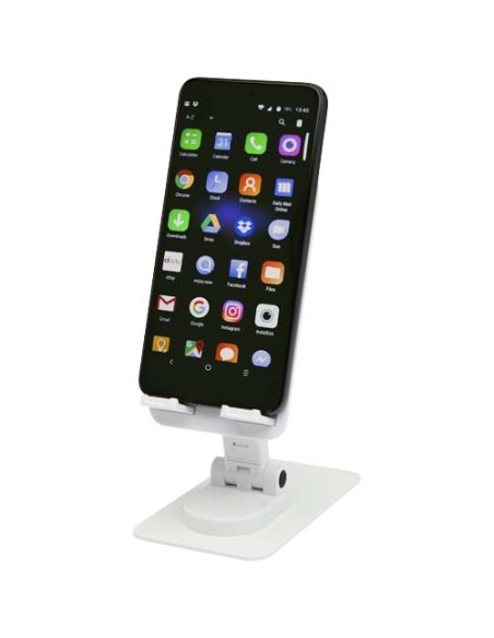 Supporto per telefono pieghevole in plastica riciclata con supporto da tavolo in metallo Alhena