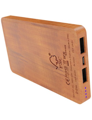 Power bank wireless, in legno, luminoso, da 5.000 mAh SCX.design P37