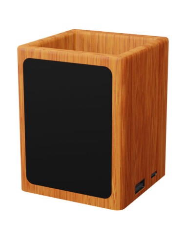 Portamatite in legno con logo luminoso e doppia uscita USB SCX.design O12