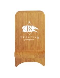 Supporto per telefono in legno con ricarica wireless da 10 W e logo luminoso SCX.design W26