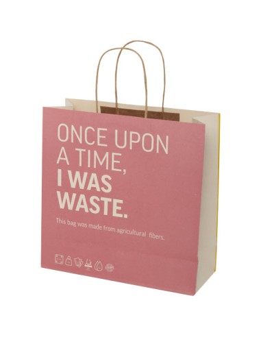 Shopper in carta da 150g/m2 realizzato con scarti agricoli con manici intrecciati - 31 x 12 x 31 cm