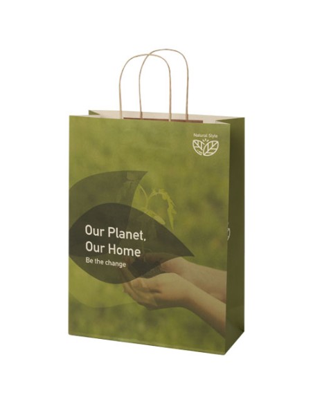 Shopper in carta da 150g/m2 realizzato con scarti agricoli con manici intrecciati - 31 x 12 x 41 cm