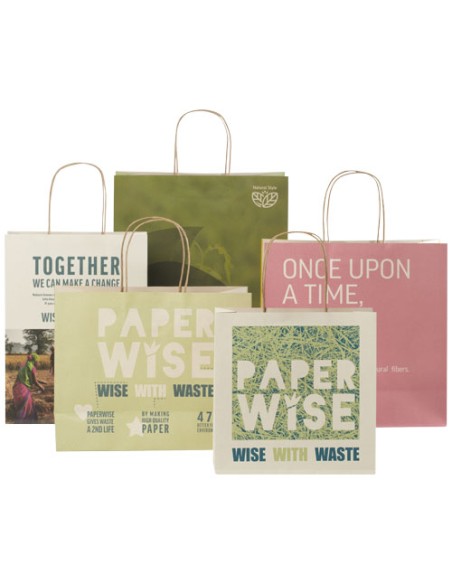 Shopper in carta da 150g/m2 realizzato con scarti agricoli con manici intrecciati - 31 x 12 x 41 cm