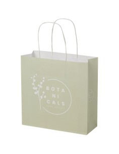 Shopper in carta kraft da 120g/m2 con manici intrecciati - 24 x 9 x 24 cm
