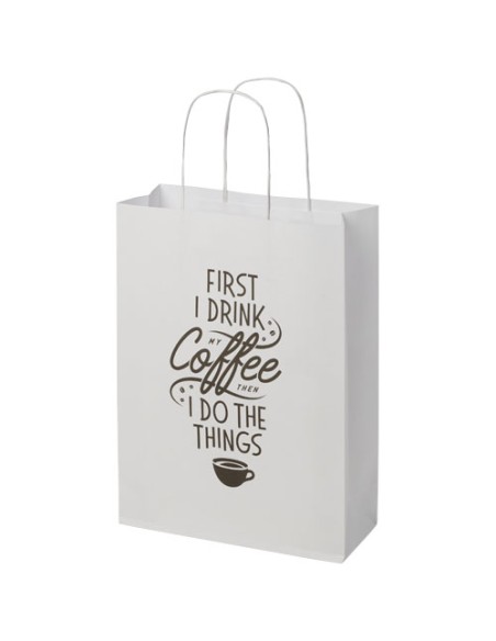 Shopper in carta kraft da 120g/m2 con manici intrecciati - 24 x 9 x 32 cm