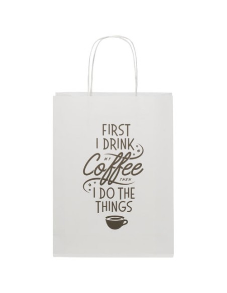 Shopper in carta kraft da 120g/m2 con manici intrecciati - 24 x 9 x 32 cm