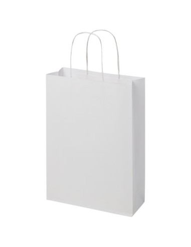 Shopper in carta kraft da 120g/m2 con manici intrecciati - 24 x 9 x 32 cm