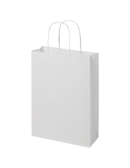 Shopper in carta kraft da 120g/m2 con manici intrecciati - 24 x 9 x 32 cm