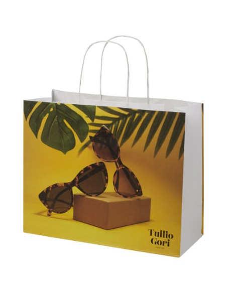 Shopper in carta kraft da 120g/m2 con manici intrecciati - 31 x 12 x 25 cm