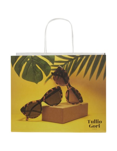 Shopper in carta kraft da 120g/m2 con manici intrecciati - 31 x 12 x 25 cm
