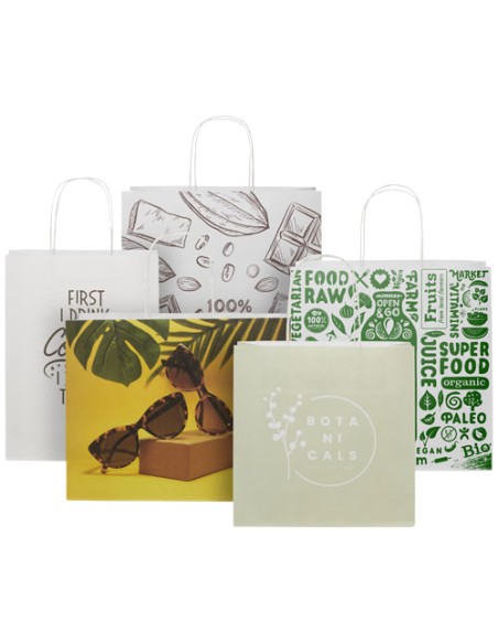 Shopper in carta kraft da 120g/m2 con manici intrecciati - 31 x 12 x 25 cm