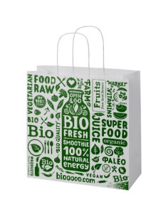Shopper in carta kraft da 120g/m2 con manici intrecciati - 31 x 12 x 31 cm