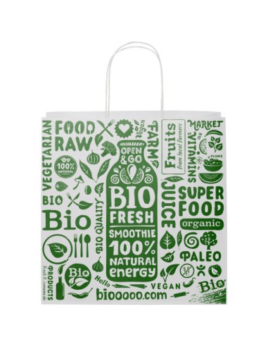 Shopper in carta kraft da 120g/m2 con manici intrecciati - 31 x 12 x 31 cm