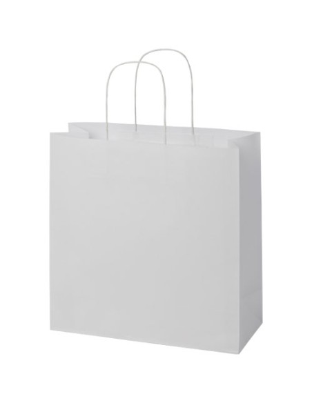 Shopper in carta kraft da 120g/m2 con manici intrecciati - 31 x 12 x 31 cm