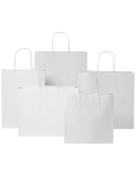 Shopper in carta kraft da 120g/m2 con manici intrecciati - 31 x 12 x 31 cm