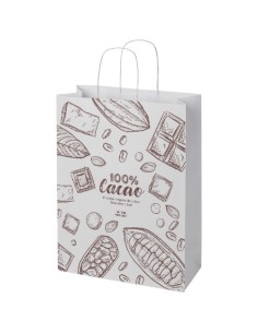 Shopper in carta Kraft da 120g/m2 con manici intrecciati - 31 x 12 x 41 cm