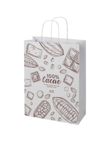 Shopper in carta Kraft da 120g/m2 con manici intrecciati - 31 x 12 x 41 cm