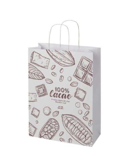 Shopper in carta Kraft da 120g/m2 con manici intrecciati - 31 x 12 x 41 cm