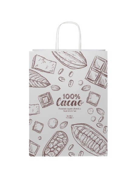 Shopper in carta Kraft da 120g/m2 con manici intrecciati - 31 x 12 x 41 cm