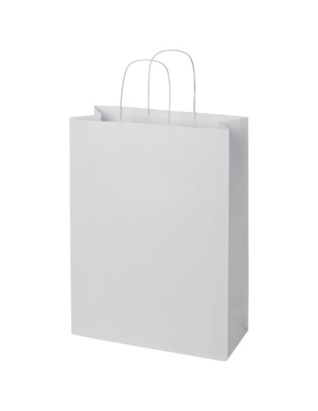 Shopper in carta Kraft da 120g/m2 con manici intrecciati - 31 x 12 x 41 cm