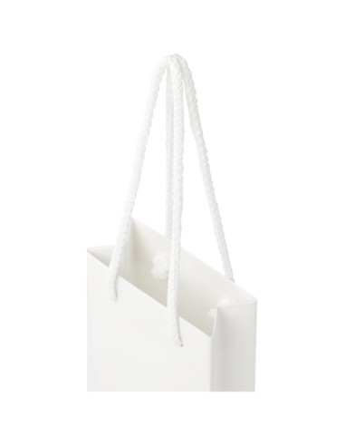 Sacchetto in carta integra da 170 g/m2 realizzato a mano con manici in cordino di plastica - 9,5 x 4 x 17 cm
