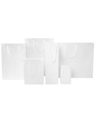 Sacchetto in carta integra da 170 g/m2 realizzato a mano con manici in cordino di plastica - 9,5 x 4 x 17 cm