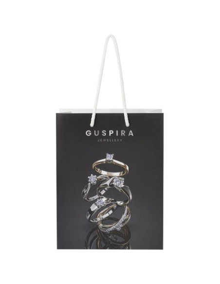 Sacchetto in carta integra da 170 g/m2 realizzato a mano con manici in cordino di plastica - 18 x 9 x 23 cm