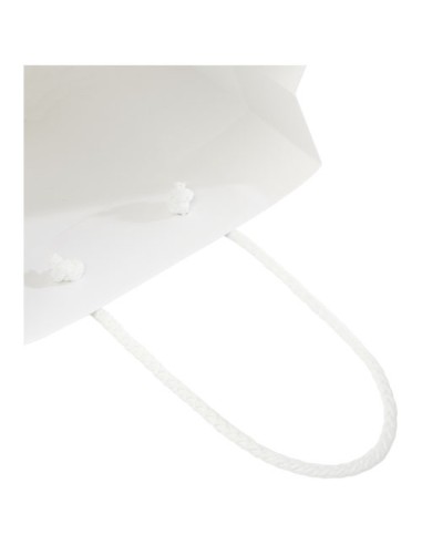 Sacchetto in carta integra da 170 g/m2 realizzato a mano con manici in cordino di plastica - 18 x 9 x 23 cm