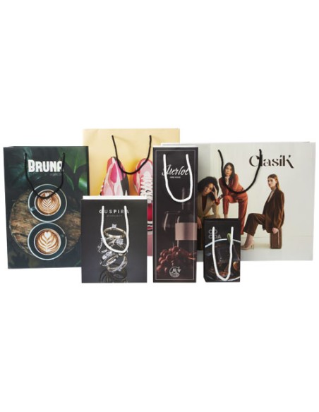 Sacchetto in carta integra da 170 g/m2 realizzato a mano con manici in cordino di plastica - 24 x 9 x 36 cm