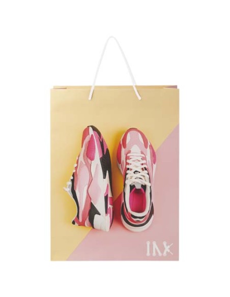 Sacchetto in carta integra da 170 g/m2 realizzato a mano con manici in cordino di plastica - 31 x 12 x 41 cm